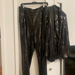 INC International Concepts Shimmering Black Sequin Pantsuit